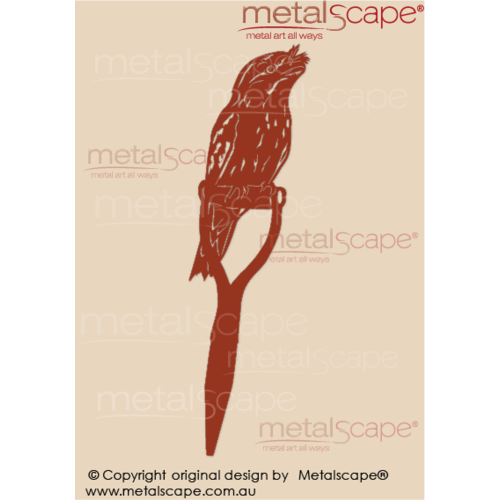 Metalscape - Metal Garden Art - Gardenscape -Tawny Frogmouth on Spade Handle