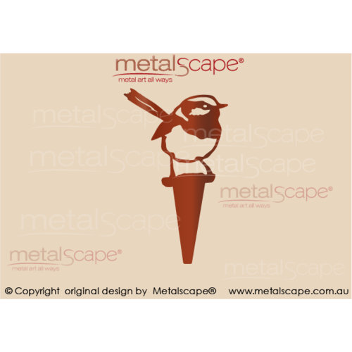 Metalscape - Metal Garden Art - Gardenscape -Wren 4 (on Watch) on Spike
