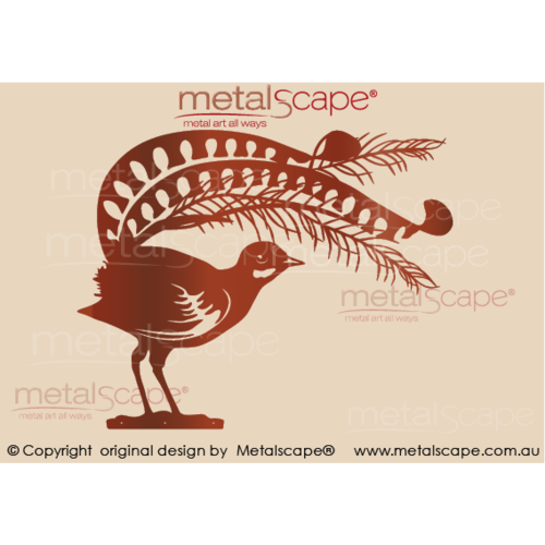 Metalscape - Metal Garden Art - Gardenscape -Lyrebird image Large with Mounting Holes