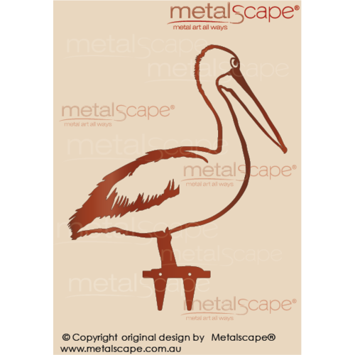 Metalscape - Metal Garden Art - Gardenscape -Pelican Profile on spikes 
