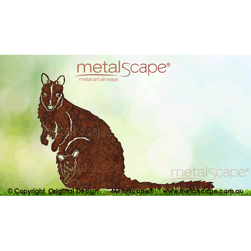Countryscape - Metalscape - Metal Art - Farm-Brush-tailed Rock Wallaby Profile Female and Joey 
