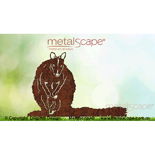 Countryscape - Metalscape - Metal Art - Farm-Brush-tailed Rock Wallaby - Female and Joey Front On
