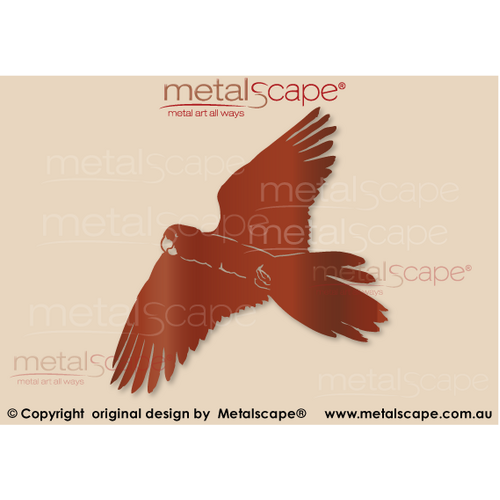 Metalscape - Metal Garden Art - Gardenscape -Black Cockatoo Flying Profile Wings Out Turning