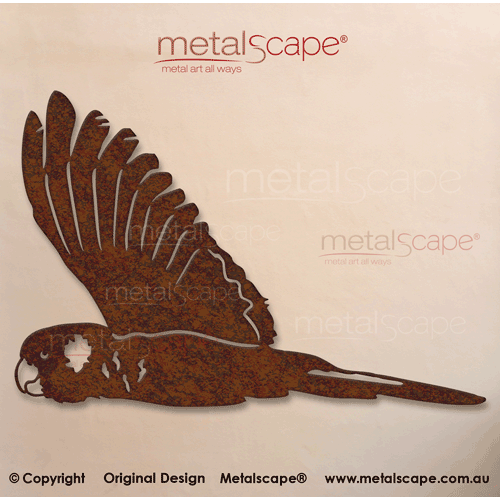 Metalscape - Metal Garden Art - Gardenscape -Yellow-tailed Black-Cockatoo Flying Profile