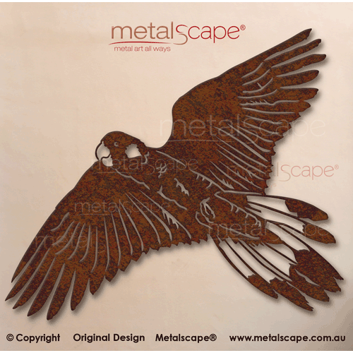 Metalscape - Metal Garden Art - Gardenscape -Yellow-tailed Black-Cockatoo Flying Wings Out(Turning)