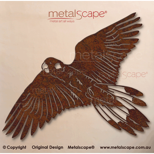 Metalscape - Gardenscape - Metal Garden Art-Yellow-tailed Black-Cockatoo Flying Wings Out(Turning)