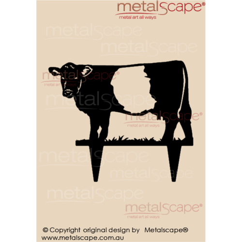 Metalscape - Metal Garden Art - Gardenscape -Belted Galloway on spikes