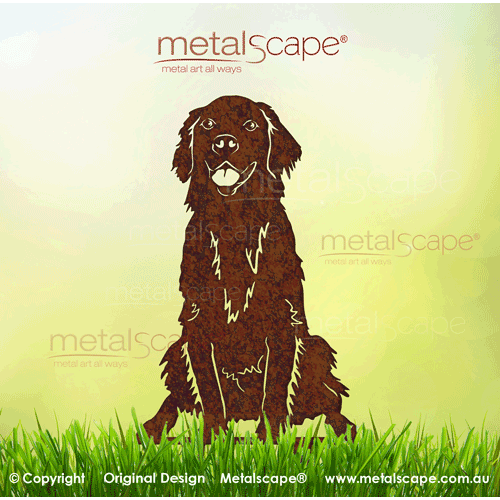 Metalscape - Metal Garden Art - Gardenscape -Golden Retriever Dog on spikes - Medium