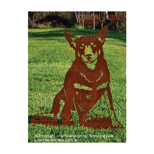 Metalscape - Metal Garden Art - Gardenscape -Kuta Kelpie/Cattle Cross - Life Size - on Spikes