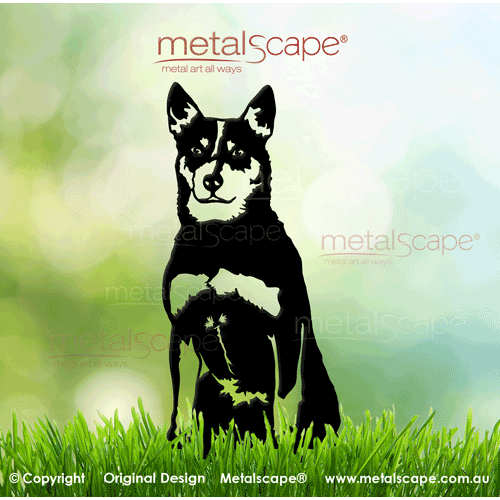Metalscape - Metal Garden Art - Gardenscape -Blue Heeler Cattle dog on Spikes - Medium