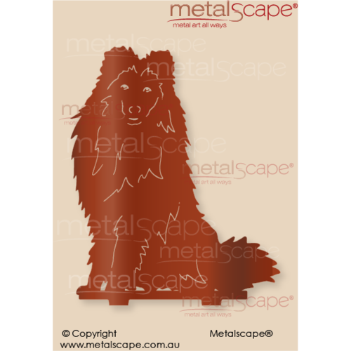 Metalscape - Metal Garden Art - Gardenscape -Shetland Sheep Dog Medium size on spikes