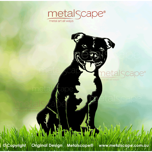 Metalscape - Metal Garden Art - Gardenscape -English Staffordshire Bull Terrier Sitting 