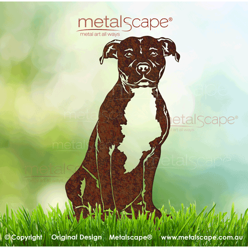 Metalscape - Metal Garden Art - Gardenscape -American Staffordshire Bull Terrier Sitting