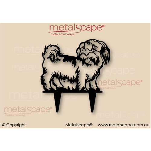 Metalscape - Metal Garden Art - Gardenscape -Maltese Shih Tzu Dog on spikes