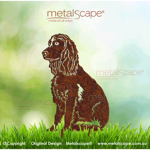 Metalscape - Metal Garden Art - Gardenscape -English Cocker Spaniel Sitting on spikes