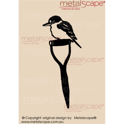 Metalscape - Metal Garden Art - Gardenscape -Sacred Kingfisher on Spade Handle