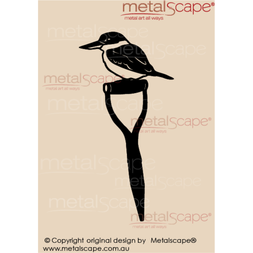 Metalscape - Metal Garden Art - Gardenscape -Sacred Kingfisher 2 on Spade Handle