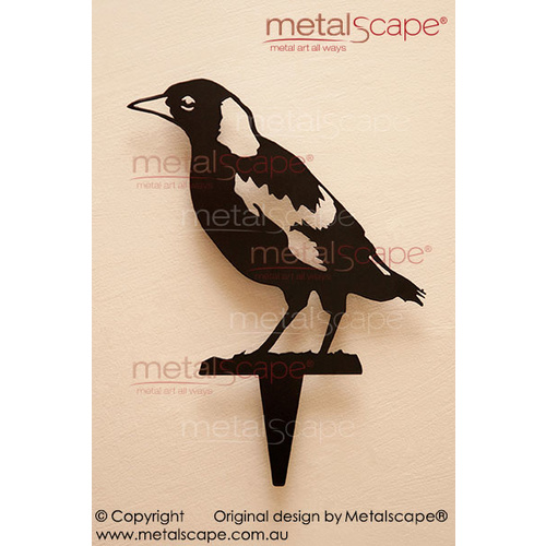 Metalscape - Metal Garden Art - Gardenscape -Magpie Fledgling on spike