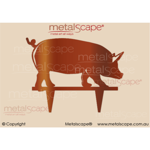 Metalscape - Metal Garden Art - Gardenscape -Pig silhouette on spikes