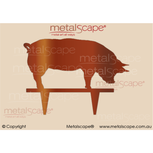 Metalscape - Metal Garden Art - Gardenscape -Pig silhouette 2 on spikes 
