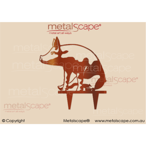 Metalscape - Metal Garden Art - Gardenscape -Pig Sitting Profile on spikes