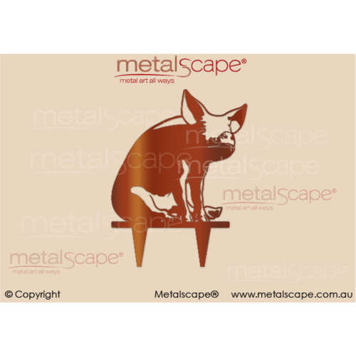 Metalscape - Metal Garden Art - Gardenscape -Pig Sitting 2 on spikes