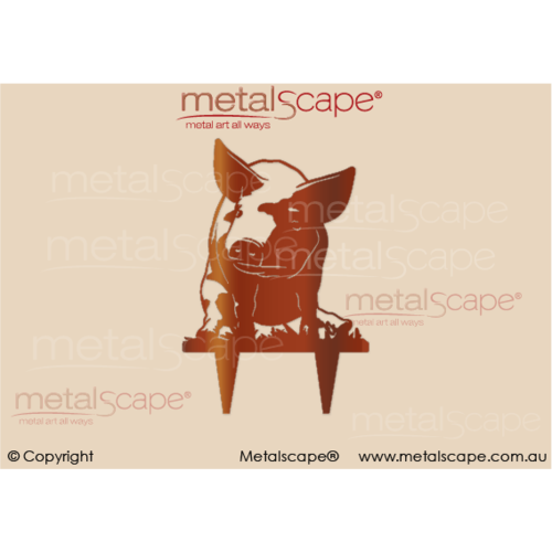 Metalscape - Metal Garden Art - Gardenscape -Pig Sitting 3 on spikes