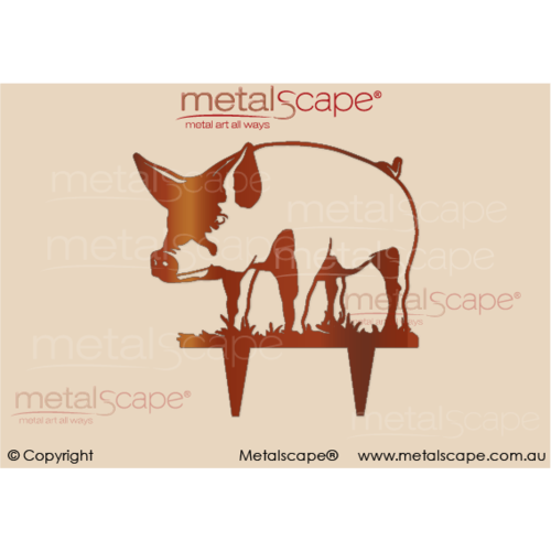 Metalscape - Metal Garden Art - Gardenscape -Pig Standing Detailed on spikes