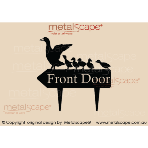 Countryscape - Metalscape - Metal Art - Farm-Duck and Ducklings House Sign Left Arrow