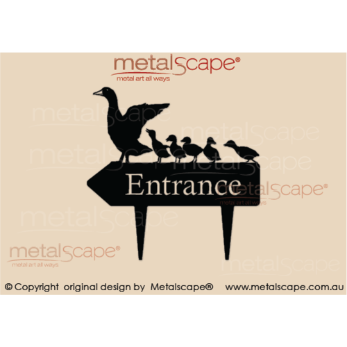 Countryscape - Metalscape - Metal Art - Farm-Duck and Ducklings Entrance House Sign Left Arrow