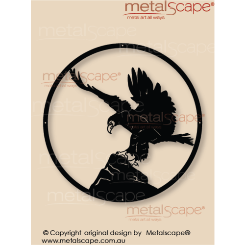 Metalscape - Metal Garden Art - Gardenscape -Wedge tail eagle landing on rock- 3mm Corten -Rust