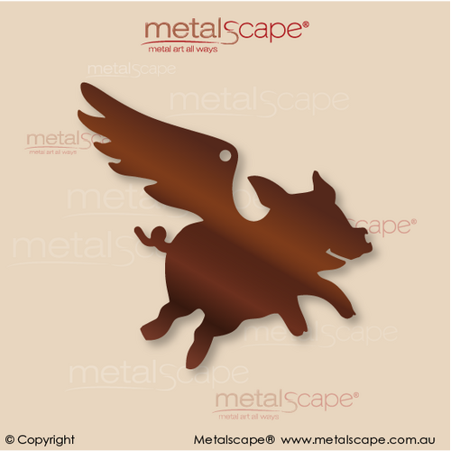 Metalscape - Metal Garden Art - Gardenscape -Flying Pig Hovering - Ornament