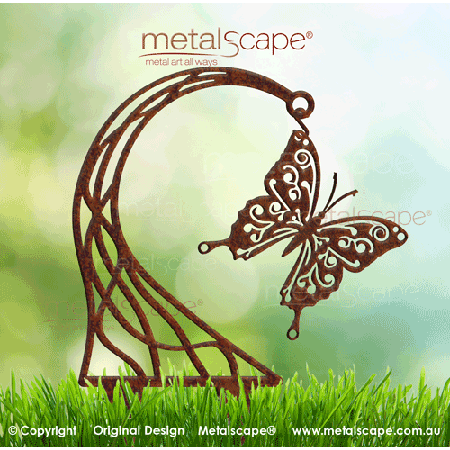 Metalscape - Metal Garden Art - Gardenscape -Decorative Butterfly with Stand on Spikes