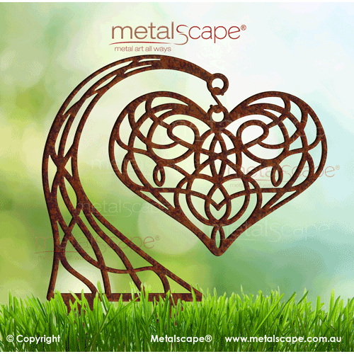 Metalscape - Metal Garden Art - Gardenscape -Decorative Hanging Heart with Stand on Spikes Medium