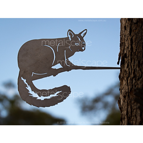 Metalscape - Metal Garden Art - Gardenscape -Brush Tailed Possum on tree mount spike