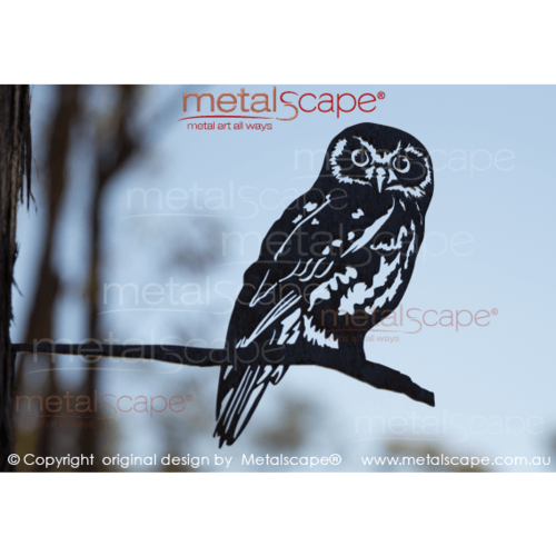 Metalscape - Metal Garden Art - Gardenscape -Southern Boobook Owl on tree mount spike
