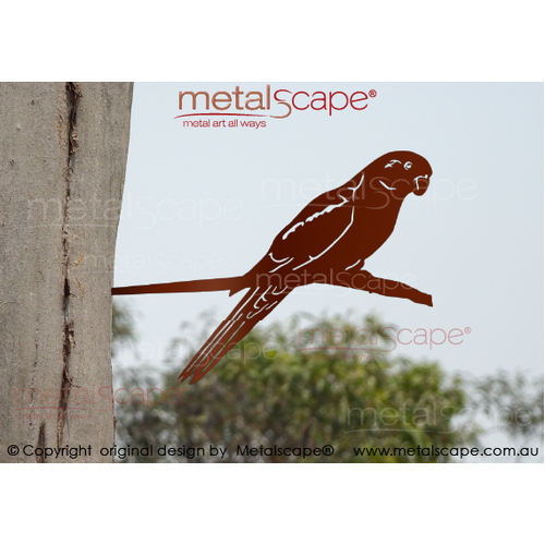 Metalscape - Metal Garden Art - Gardenscape -King Parrot on tree mount spike