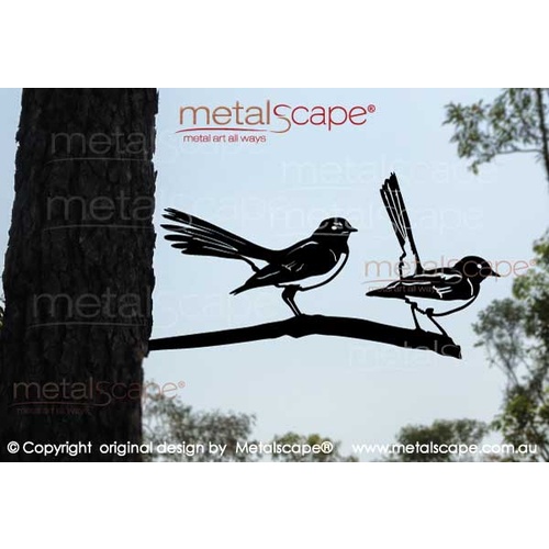 Metalscape - Metal Garden Art - Gardenscape -2 Wagtails on tree mount spike