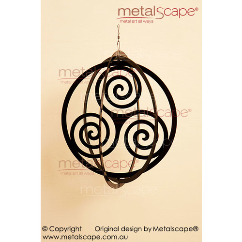 Metalscape - Metal Garden Art - Gardenscape -Windcatcher Triskele Sphere - Rust