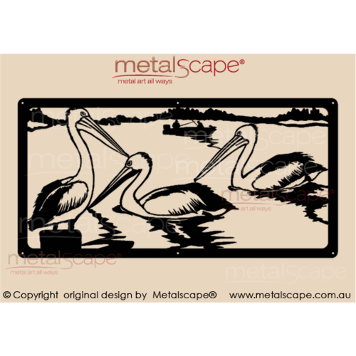 Metalscape - Metal Garden Art - Gardenscape -Pelican Water Scene