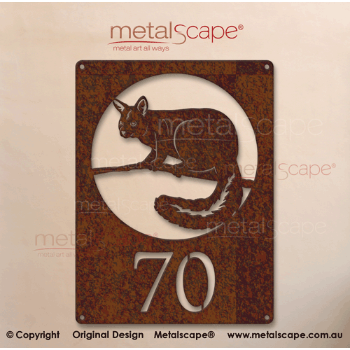 Metalscape - Metal Garden Art - Gardenscape -Customised House Number Brushtail Possum