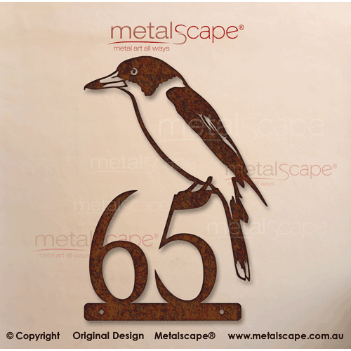 Metalscape - House Number Signs-House number plaque with Butcherbird