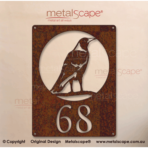 Metalscape - House Number Signs-House Number Plaque - Magpie