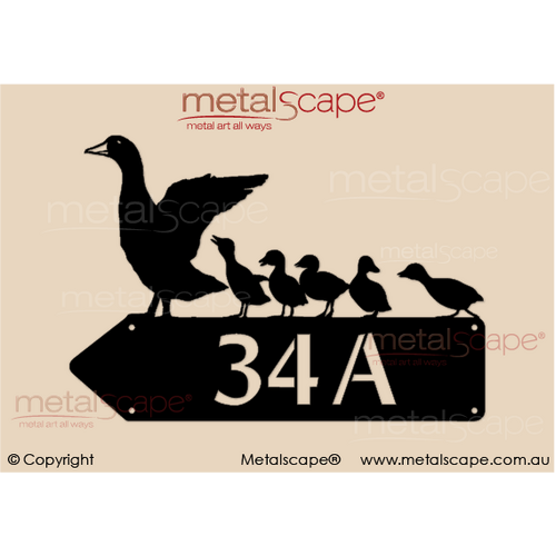 Metalscape - House Number Signs-Duck and Ducklings House Number Sign [Direction: Left]