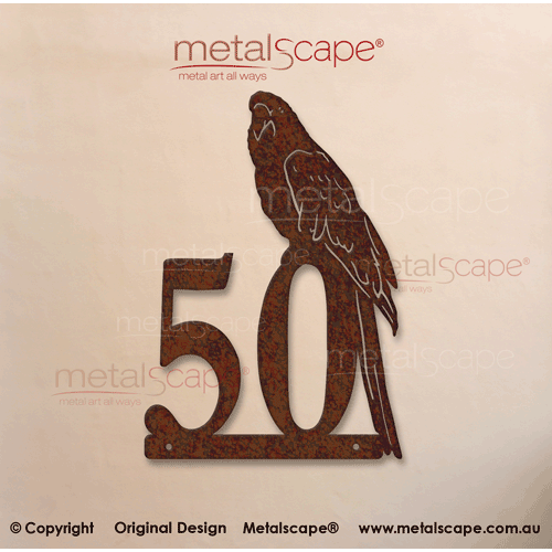 Metalscape - House Number Signs-House number Sign with Rosella