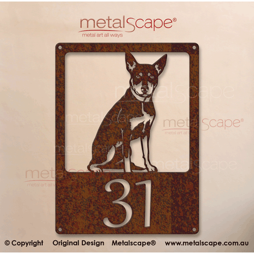 Metalscape - Metal Garden Art - Gardenscape -House Number Kelpie Dog