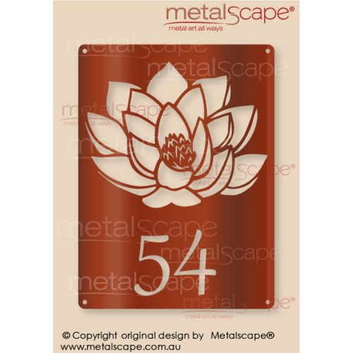 Metalscape - Metal Garden Art - Gardenscape -Customised House Number Lotus Flower