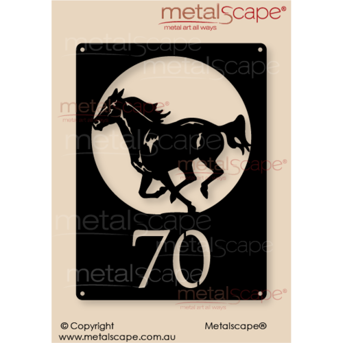 Metalscape - Metal Garden Art - Gardenscape -House Number Galloping Horse