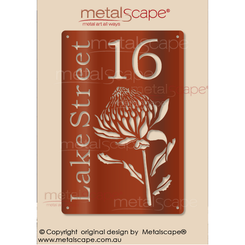Metalscape - Metal Garden Art - Gardenscape -Address Number and Name Plaque - Waratah