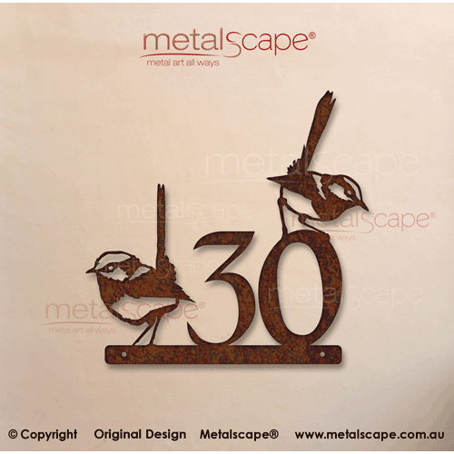 Metalscape - House Number Signs-House number sign with Wrens